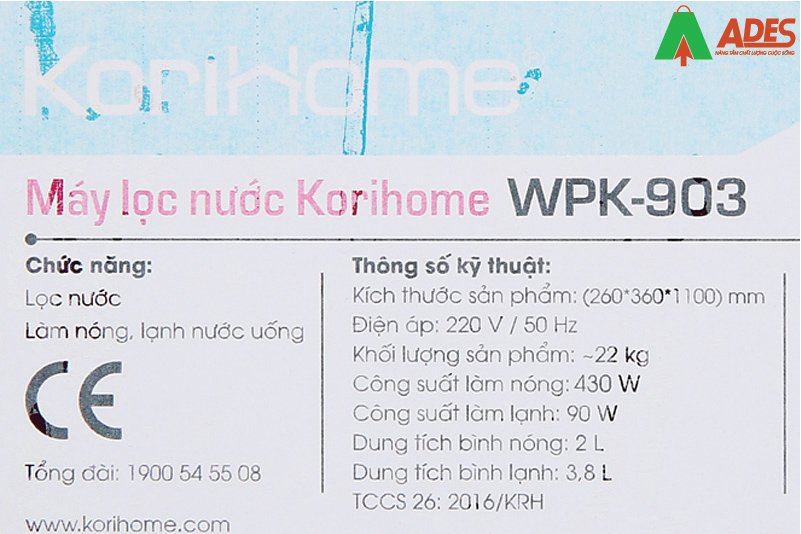 May loc và lam nong lanh nuoc Korihome WPK-903